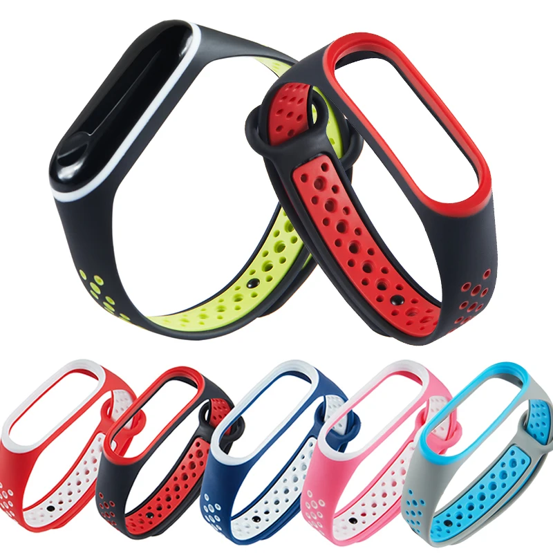 

High Quality 1PC Silicone Watchbands For Xiaomi 3/4 Wristband Watchbands Double Color Popular Replacement Bracelet Strap