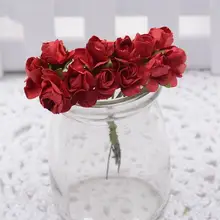 Новые декоративные цветы 12 шт./лот 1,5 см мини бумажная Роза DIY Скрапбукинг Цветочные Свадебные украшения Аксессуары