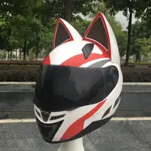 Шлем NITRINOS с кошачьими ушками, мотоциклетный шлем для мужчин и женщин, гоночный шлем, всесезонный, противотуманный, всесезонный