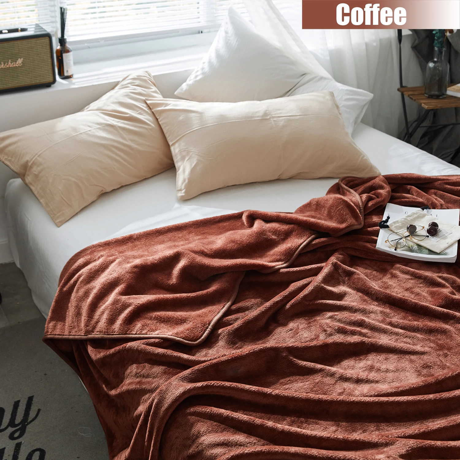 

New Flannel Fleece Blanket Super Soft Warm Solid Micro Plush Throw Rug Sofa Bedding Baby Blanket 6 Colors Available D20