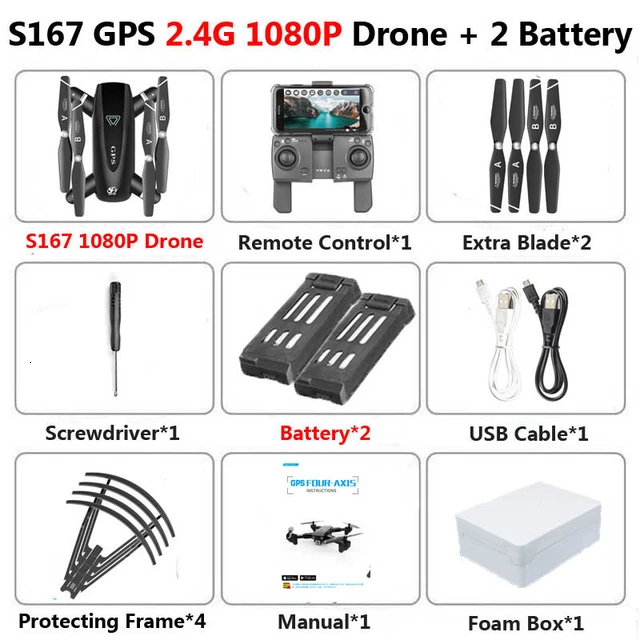 S167 складной Профессиональный Дрон с камерой 4K HD селфи 5G gps WiFi FPV широкоугольный Радиоуправляемый квадрокоптер Вертолет игрушка E520S SG900-S - Цвет: 2.4G 1080P 2B Foam