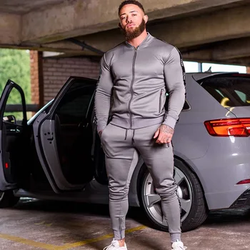 

Autumn Brand Outerwear Men Sportswear Sets Running Sports Fitness Tracksuit Male Two Pieces Sweatshirt+Sweatpant Gym Clothing
