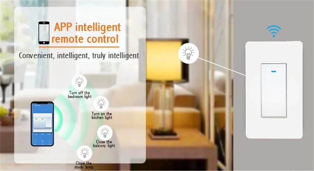 Tuya Samrt life APP WiFi Smart Switch US 1 банда 1way настенная кнопка беспроводной пульт дистанционного управления Умный дом контроллер от Alexa Google Home