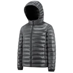 80% White Duck Down Lightweight Jacket Men Waterproof Warm Detashable Hat Hooded Coat Male Brand Clothing 2023 5XL