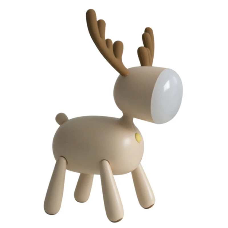 Lâmpada de Mesa Decoração do Presente Elk dos Desenhos Luz da Noite Luz de Leitura do Estudante das Crianças Animados Carregamento Dormir Silicone Led Natal Usb 3 leitura do estudante das crianças lâmpada de