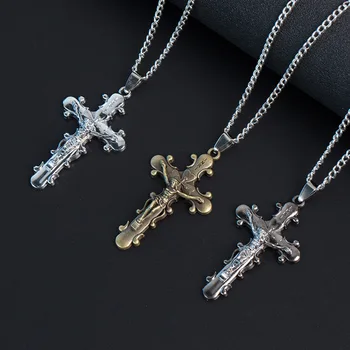 

2020 new fashion jesus male jewelry gun black titanium steel gothic cross pendant necklace banquet gift