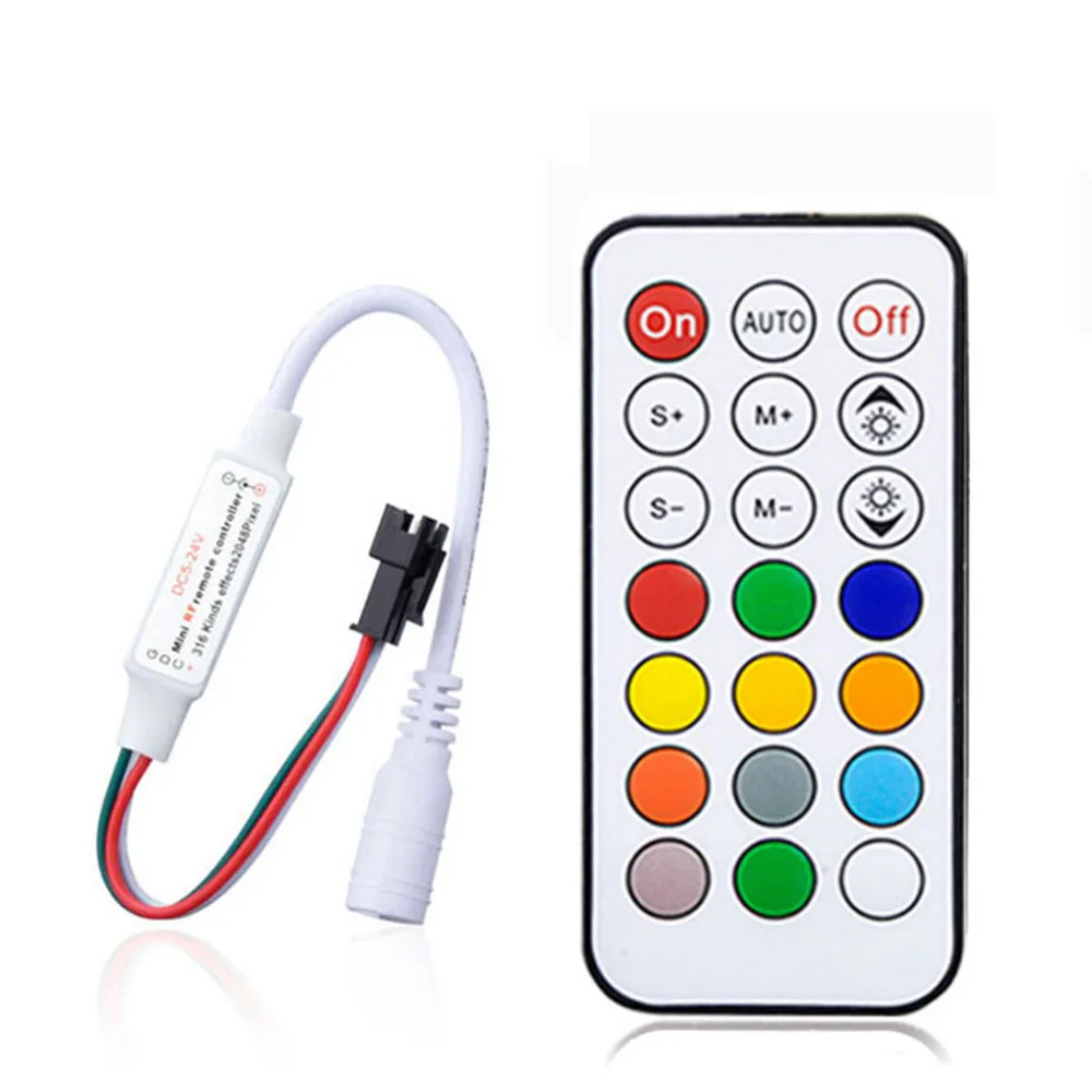 Mini 3key DC5-24V RF Light Controller For WS2811 WS2812B With Remote Controller 