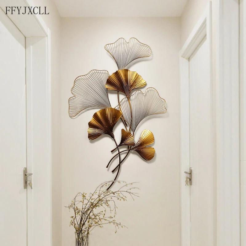 

Chinese-Style Iron Pendant Wall Decor Living Room Background Wall Porch home Decor Creative Wall Hanging Ginkgo Leaf Wall Decor