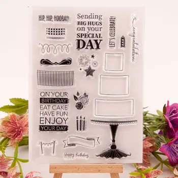

KLJUYP Birthday Cake Transparent clear stamp for DIY Scrapbooking/Card Making/Kids Christmas Fun Decoration Supplies