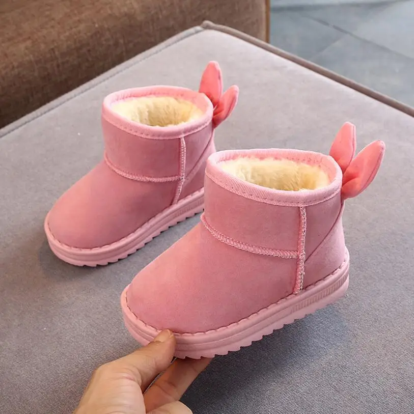 

Bow Girls Boots Fur Thick Warm Children's Shoes New Shoes For Girls Baby Cotton Boot Kids Snow Boots Winter Size 25-36