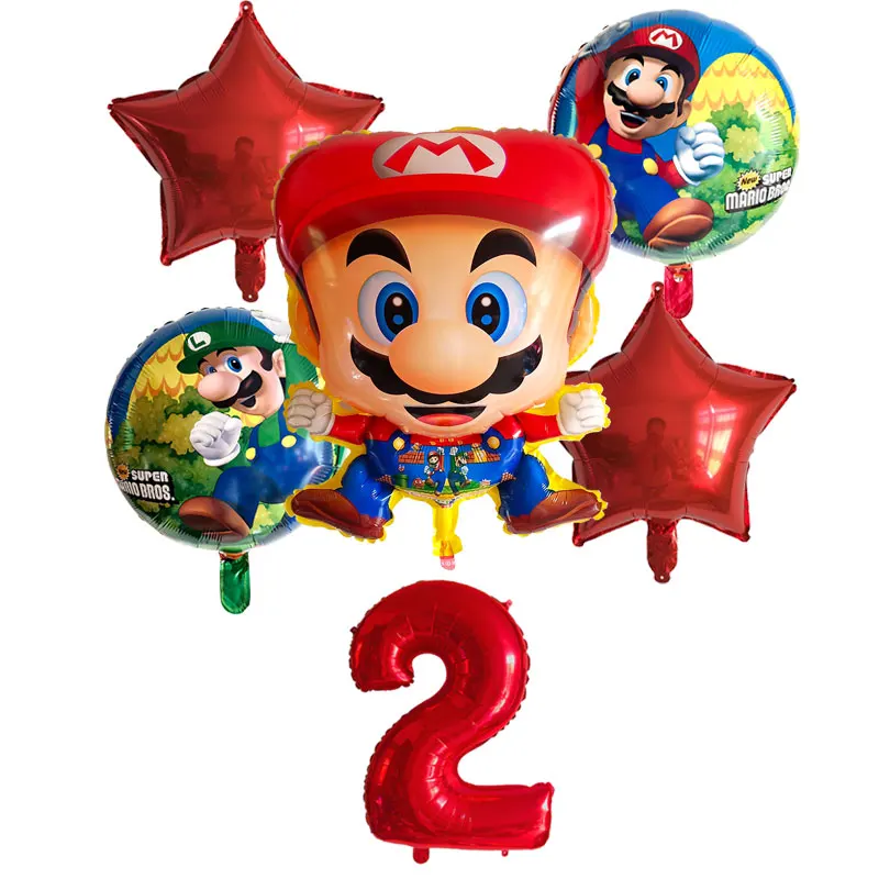 14 шт./лот, фольгированные шары Супер Марио, украшения для дня рождения, красные и синие цифры 1-9 и латексные шары, гелиевые шары Марио, детские игрушки - Цвет: Оранжевый