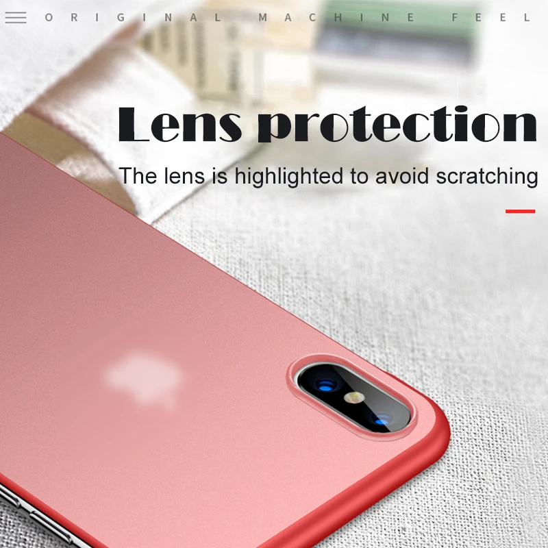Прозрачный чехол для iPhone X XS MAX XR 6 6S 7 7S 8 Plus Прозрачная защитная задняя крышка красный черный матовый Твердый защитный чехол