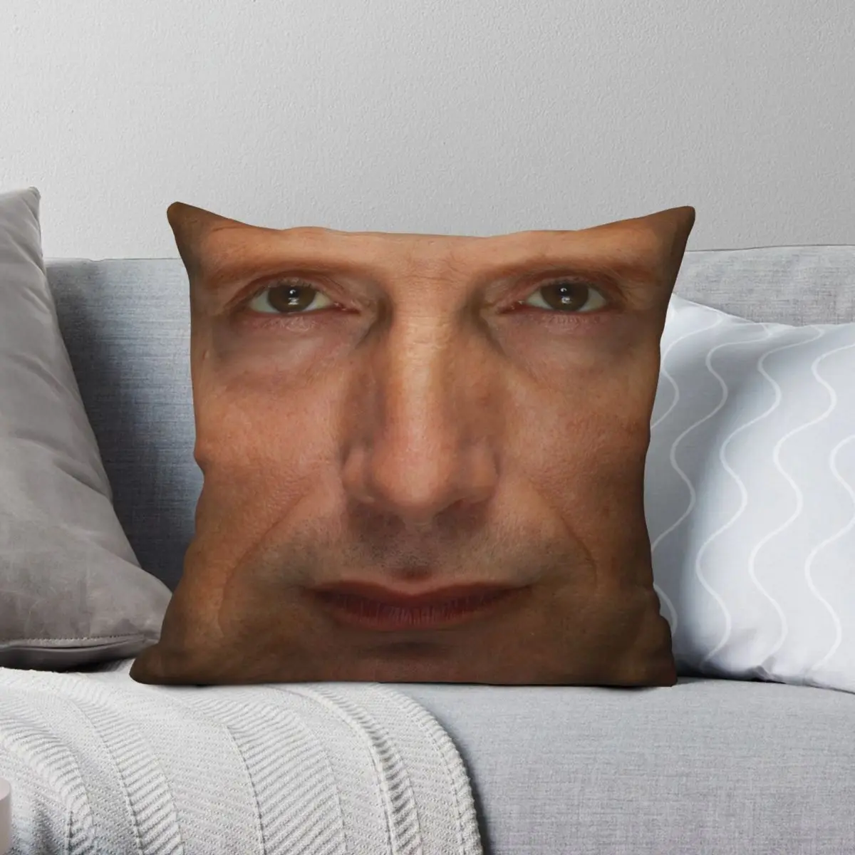 

Mads Mikkelsen Face Square Pillowcase Polyester Linen Velvet Zip Decor Room Cushion Case 45x45