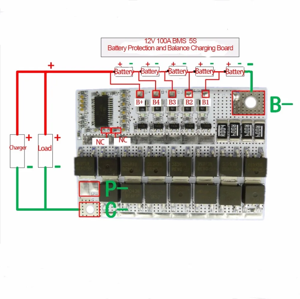 BMS 5S 18 в 100A 18650 LiFePO4 Защитная плата для литиевых батарей, схема литий-ионного модуля, баланс зарядки, защитная плата PCM