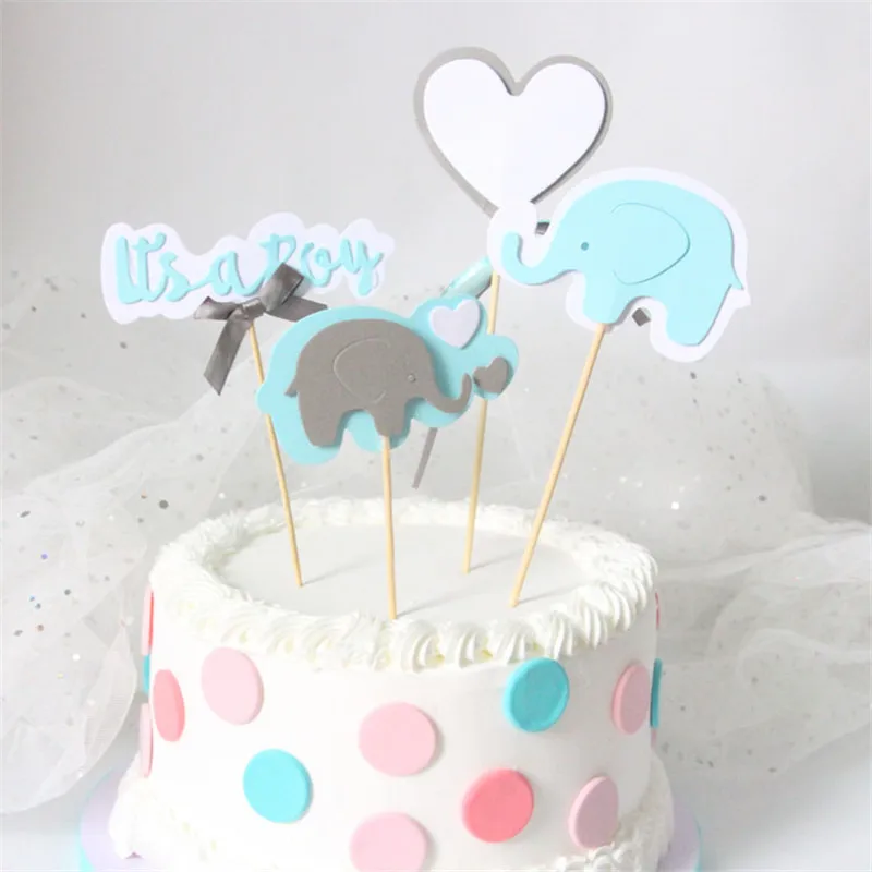 Cakelove 4 шт./компл. для детей для вечеринки в честь рождения мальчика С Рисунком Слона для девочек с днем рождения торт топпера, Свадебная вечеринка украшения торта