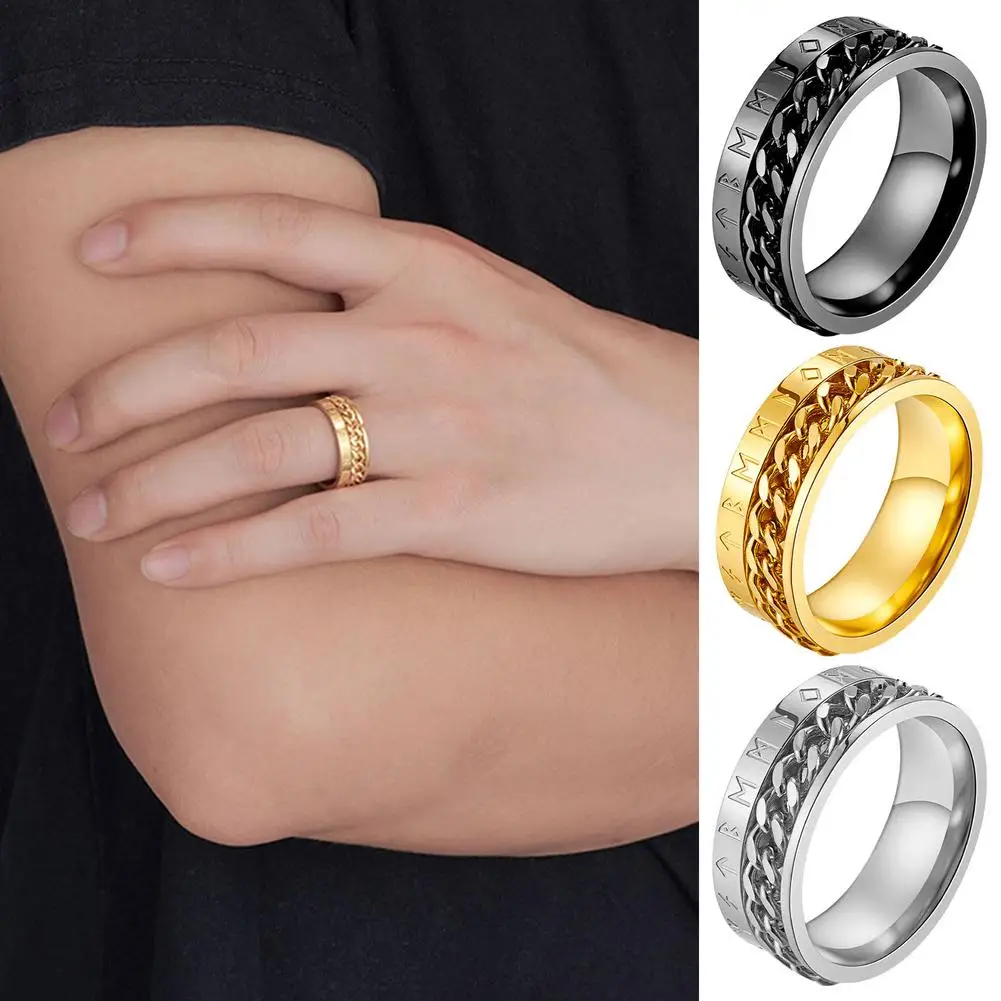 Men Spinning Chain Rings Titanium Steel Fashionable Jewelry Ring Suitable For Gift-giving Occasions 1