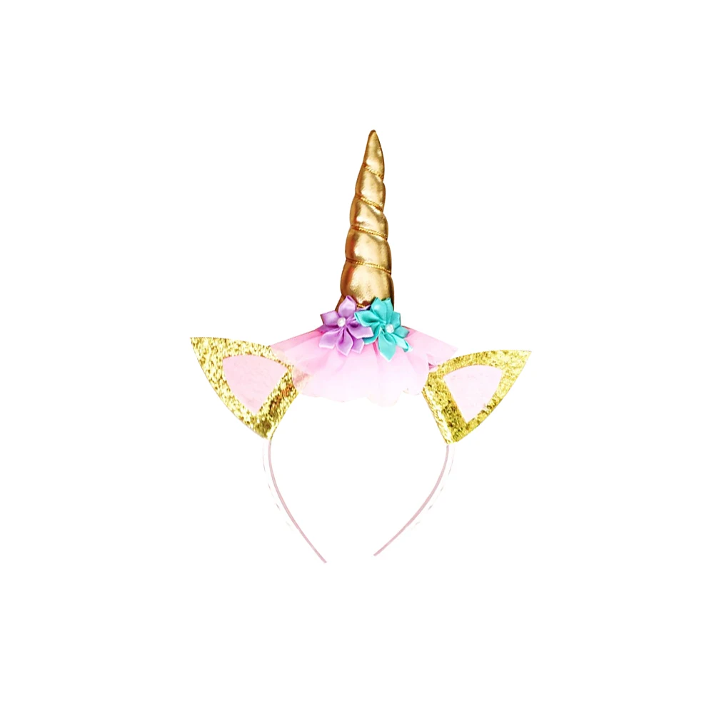 GoldHeadband Фантазийное рождественское платье с единорогом для девочек от 2 до 10 лет, Детский костюм принцессы детская одежда для дня рождения - Цвет: GoldHeadband