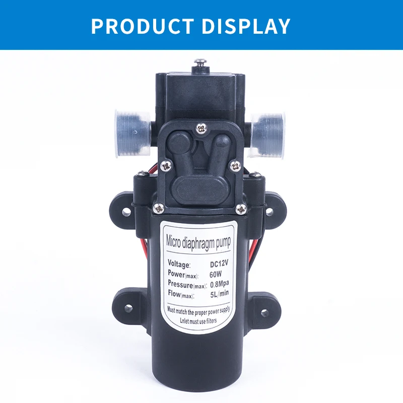 12V 24V 60W 5L / Min Miniature High Pressure Diaphragm Pump With Automatic Switch Reflux Type Multi-function DC Pump