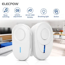 Elecpow – sonnette sans fil auto-alimentée IP44, étanche, sonnette de porte intelligente, anneau de carillon, télécommande à 150m, prise EU US, sécurité extérieure
