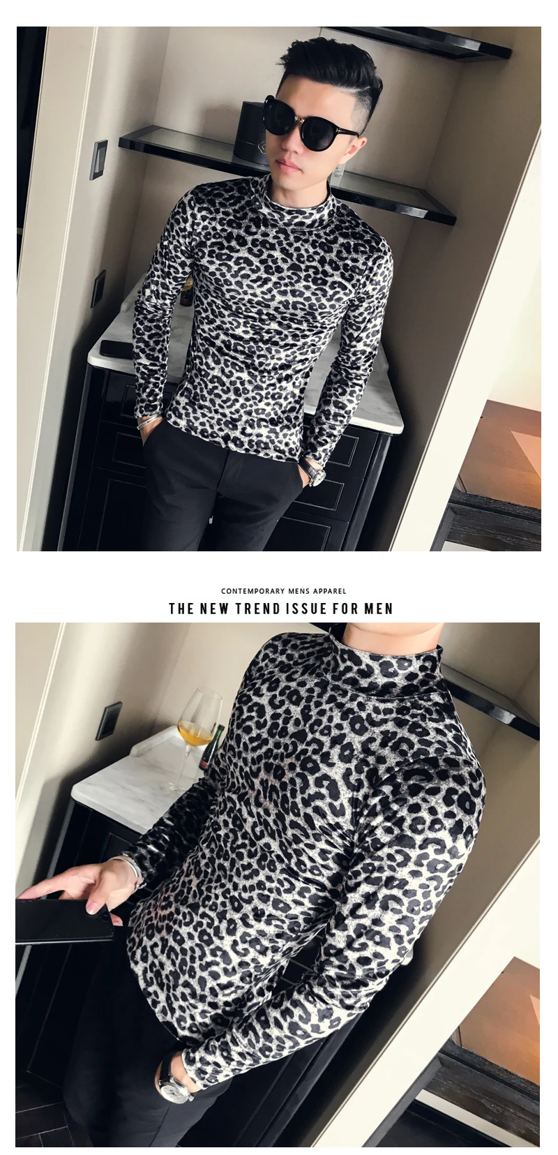 Leopard Shirt Men Long Sleeves | Long Sleeve Mens Velvet Tees | Leopard  Shirt Mens H - T-shirts - Aliexpress