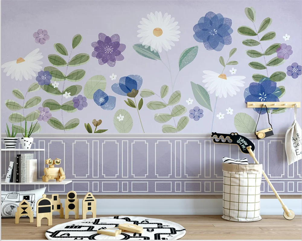 

beibehang Customized modern new fresh and lovely natural scenery flower plant children's room background wallpaper papier peint