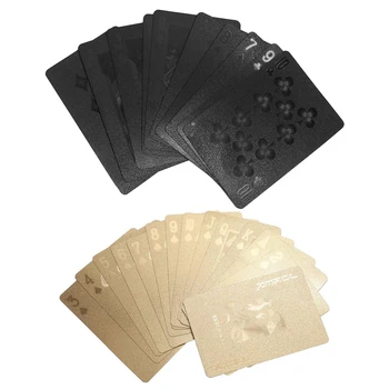 

2 Set Waterproof Gold Foil Poker Cards Creative Collective Playing Cards, 1 Set Gold & 1 Set Black