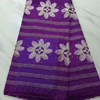 

STILL FLY swiss voile lace fabric purple african cotton dry lace with stones hot sale fashion women bazin lace 5yards/lot