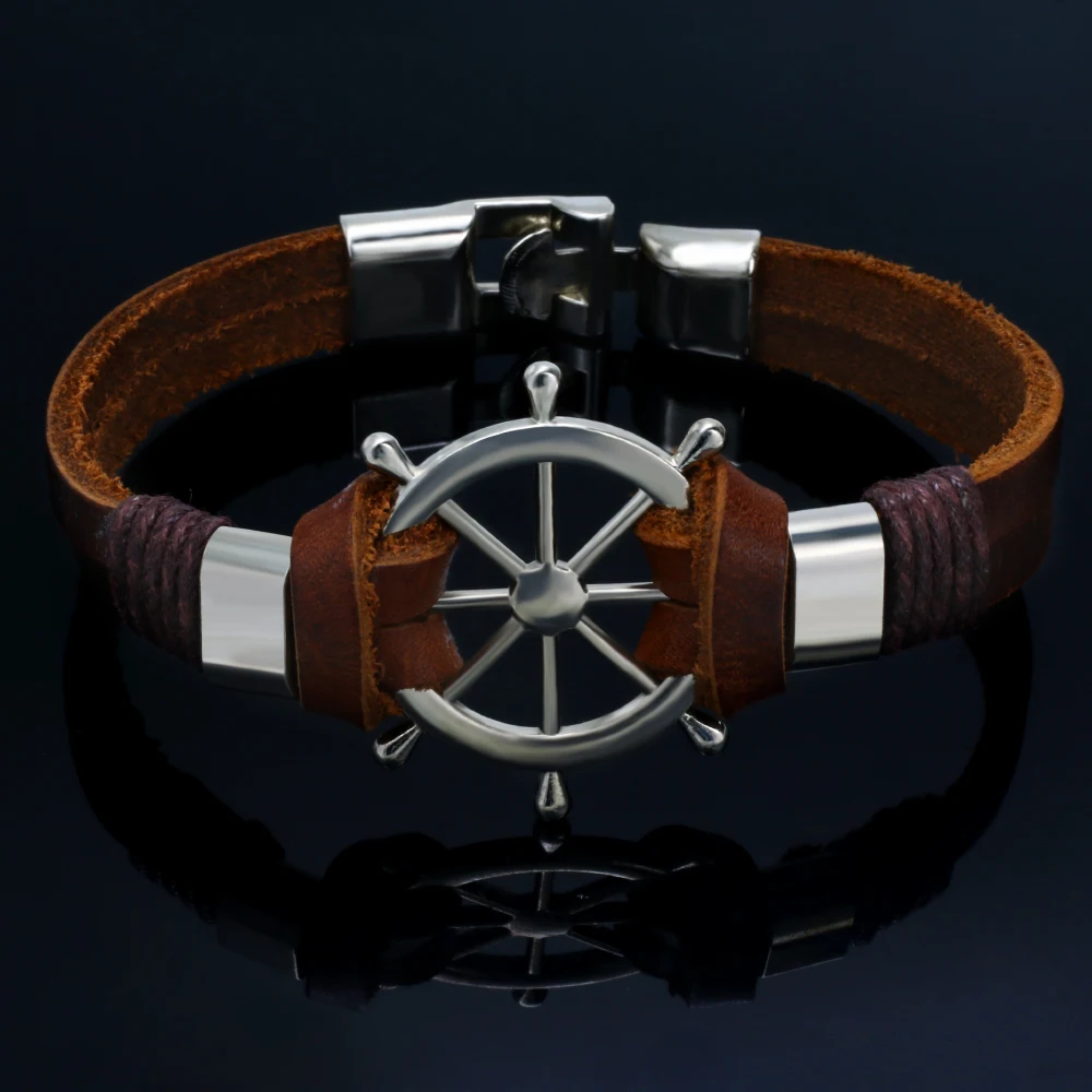 Vintage Brown Leather Bracelets for Men Women