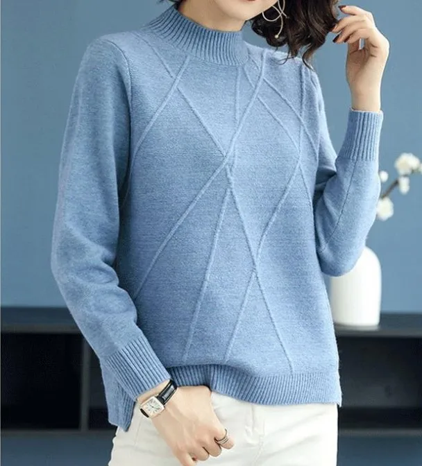 Ceny DANJEANER jesień zima kobiety sweter z półgolfem urząd Lady stałe sweter z dzianiny w stylu casual podstawowe dzianiny eleganckie swetry