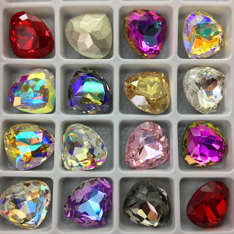 TopStone K9 Fat Heart Shape 12x13mm Glass Crystal Fancy Pointed Back Rhinestone for Jewelry Making | Дом и сад