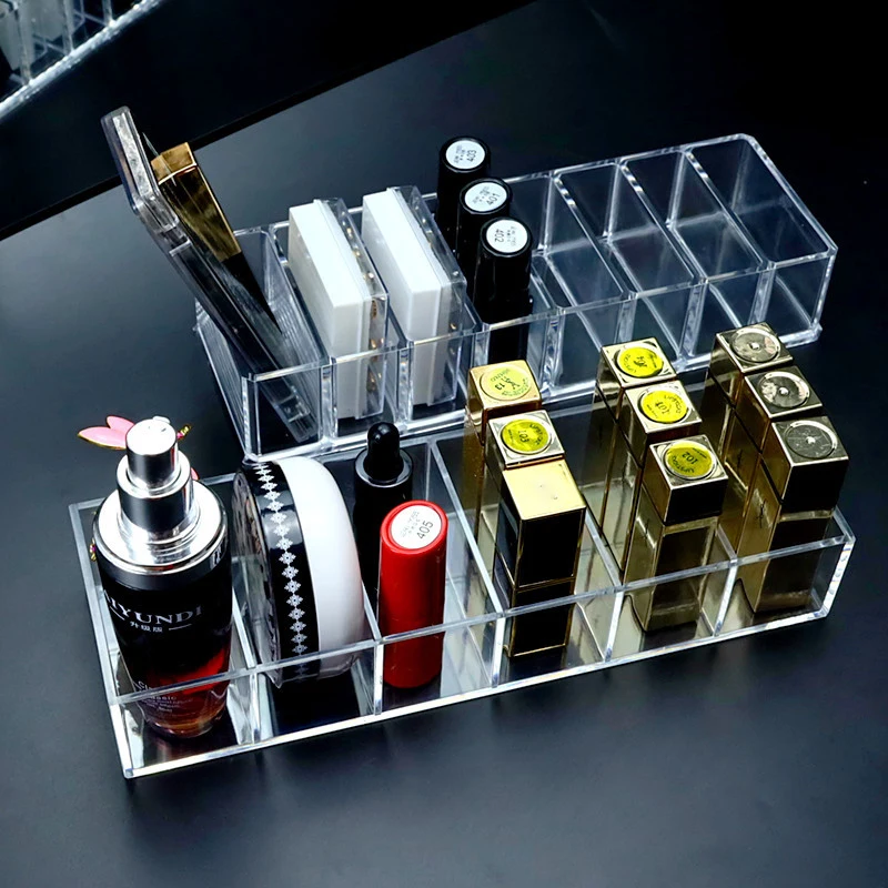 

Clear Acrylic 8/6 Grid Makeup Organizer Storage Box Women Powder Lipstick Eye Shadow Display Stand Holder Cosmetic Display