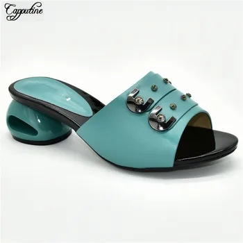 

Latest Party Teal Color Shoes African Women's Slip-On Shoes 88-16 Heel Height 5.5CM, 5 Color On Sale