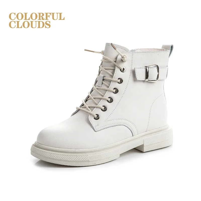 

Leather Martin boots women 2020 new winter British style wild casual women's boots thick heel plus velvet short boots