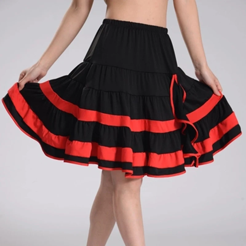 Women Latin Dance Skirt Ladies Salsa Tango Rumba Cha Square Ballroom 4 Color Clothes Dress | Тематическая одежда и