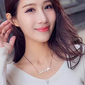 

Customized Necklace Stainless Steel Necklace Nameplate Choker Pendant English Name Jewelry Necklace 45 Fonts AAA Quality