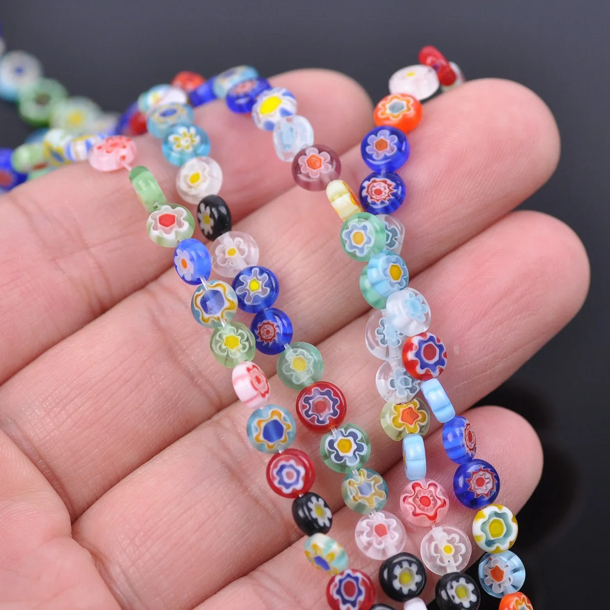 8mm Multicolor Millefiori Flower Patterns Lampwork Glass Beads Oblate Loose  Spacer Beads For Jewelry Making Fashion Beacelet - AliExpress