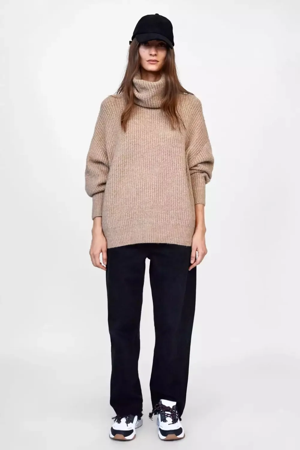 Увядший BTS английский винтажный однотонный негабаритный свободный зимний свитер женский пуловер Водолазка Свитера Женские топы
