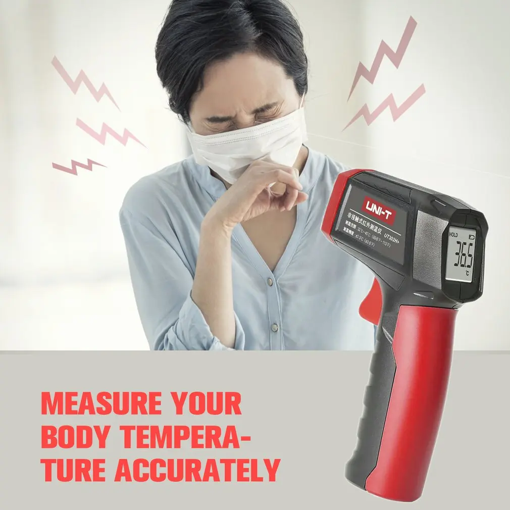 

Uni-T UT302H+ Handheld Infrared Thermometer High Precision Portable Thermometer Non-Contact Infrared Thermometer