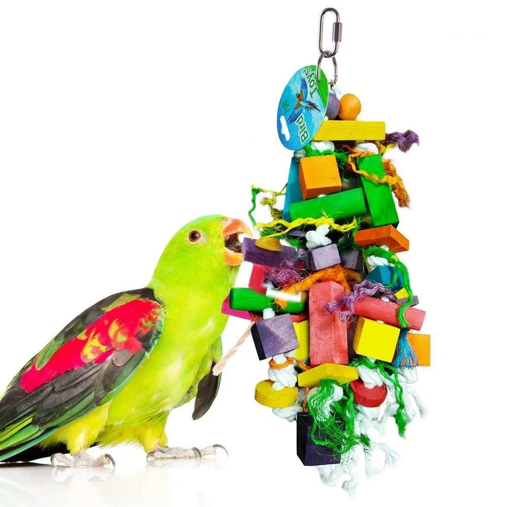 

Special Design Colorful Wood Parrot Toys Durable Macaw Cage Chew Bird Toys For Parrots Pet Bird Conure Swing Scratcher