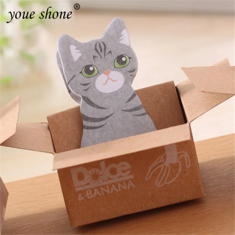 

1Pcs Cute 3D Cartoon Cat Convenience Sticker Mini Korea Stationery Notebook Scrapbook Office School Supplies Five Colors