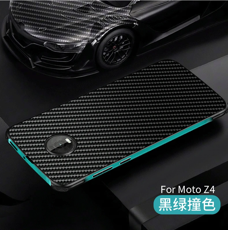 Текстурированный чехол из углеродного волокна для Motorola Moto Z4 PC Алюминиевый металлический бампер для Motorola Moto Z4 противоударный металлический чехол Coque