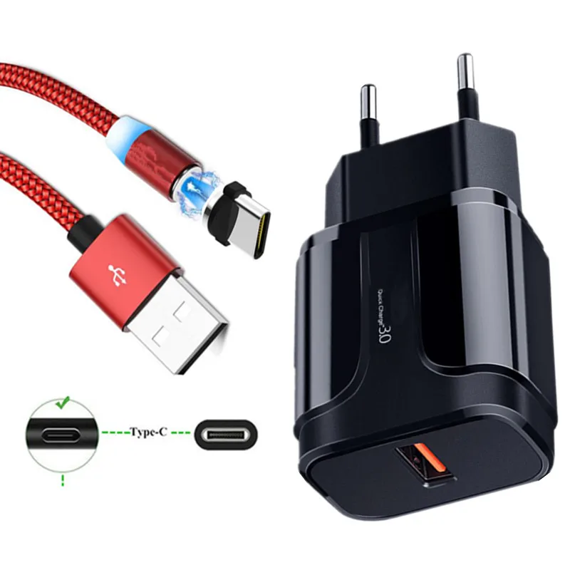 Магнитный зарядный кабель типа C для Samsung Galaxy M20 M30 S10 S9 S8 A30 A50 Oneplus 7t 7 Pro магнитный