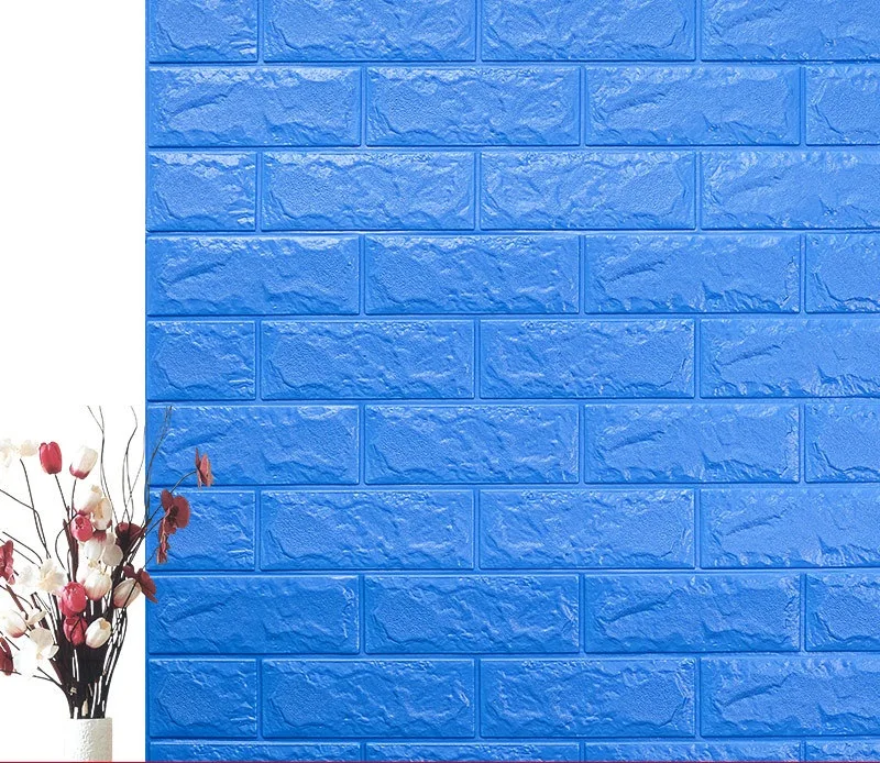 Blue 70*77 см DIY самоклеющиеся 3D кирпичные настенные наклейки Декор для гостиной пенопластовое водонепроницаемое покрытие для стен для детей Rm tv Background-W001 - Цвет: Blue