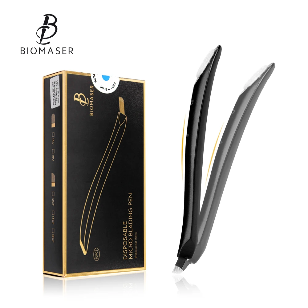 

Медицинская ручка для микроблейдинга бровей Biomaser, 10 шт., иглы для микроблейдинга, татуажа Tebori, перманентного макияжа