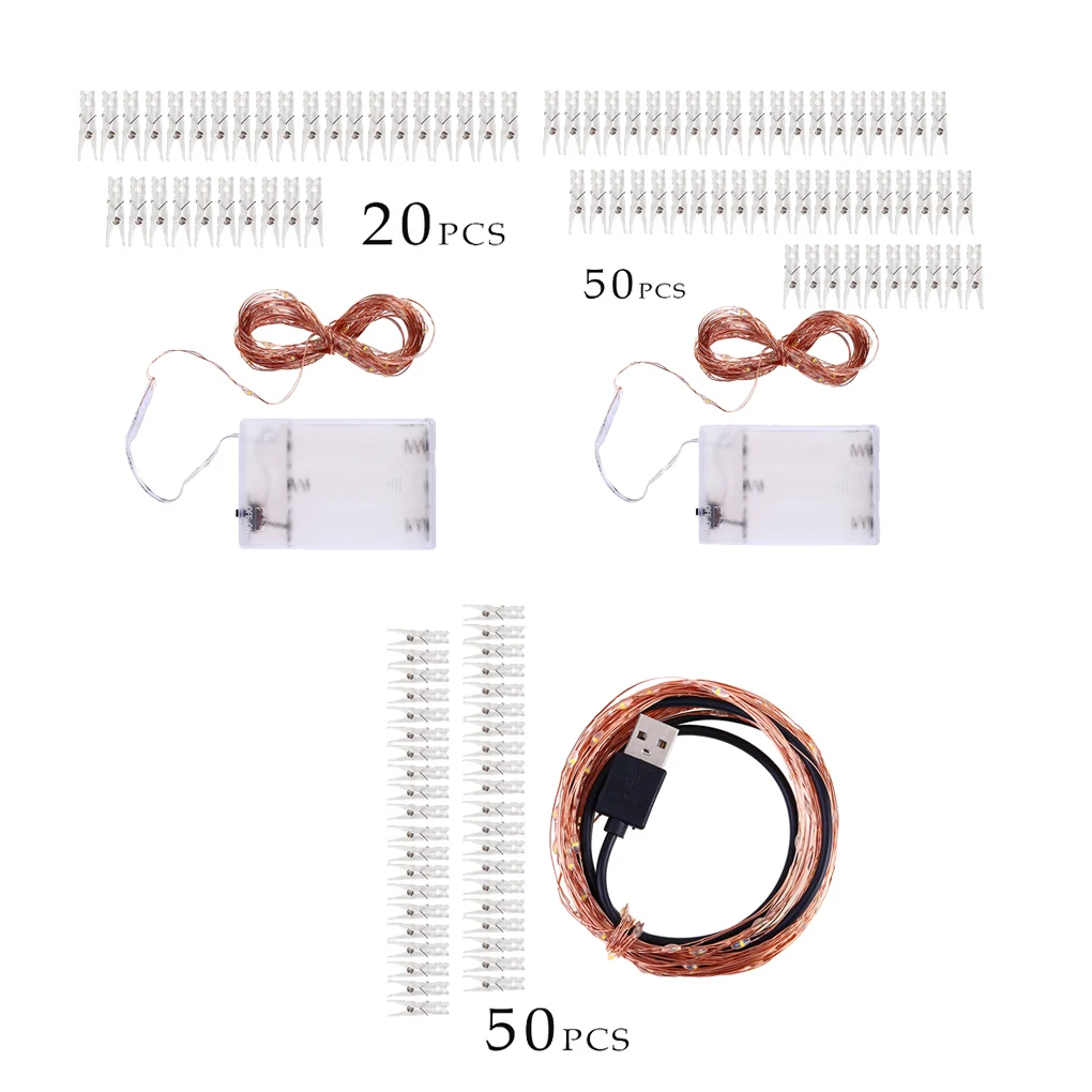 2M/5M/10M Photo Clip USB LED String Lights Fairy Lights Battery Operated Home Christmas Decoration Wedding Party Accessories