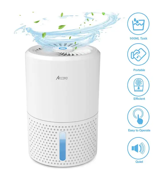 Acare Dehumidifier Moisture Absorbers Air Dryer with 900ml Water Tank Quiet Air Dehumidifier for Home Basement Bathroom Wardrobe 1