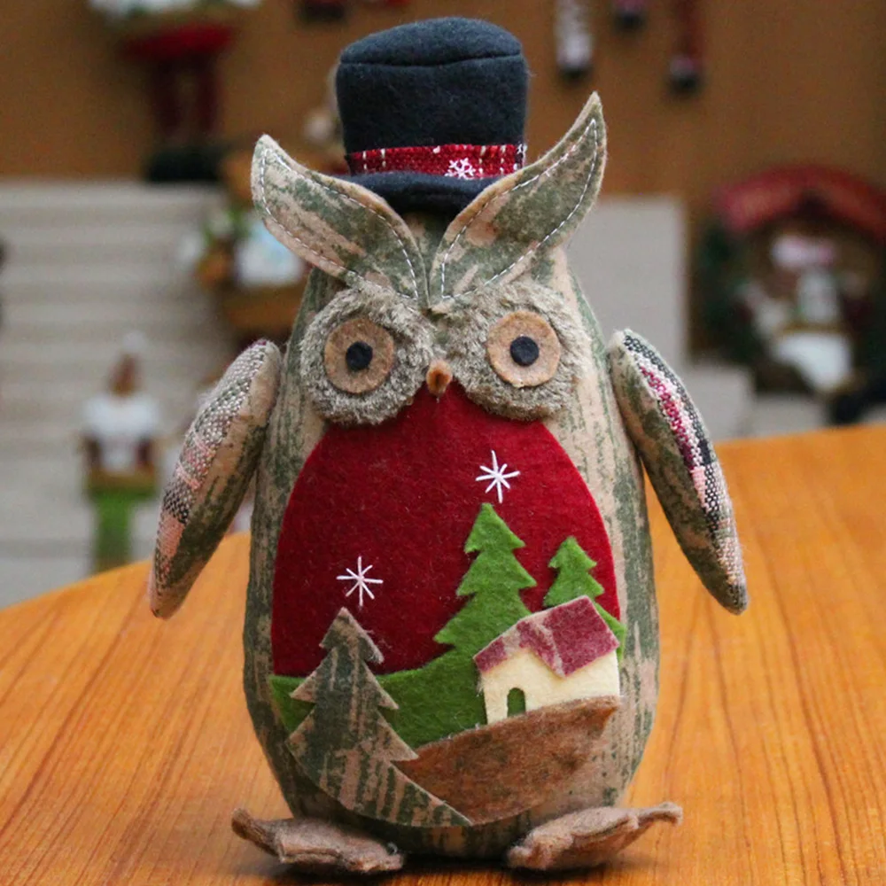 

24*18cm Cartoon DIY Owl Toy Christmas Toys Home Tree Ornaments Kids Gifts Large Table Dolls New Year Decor