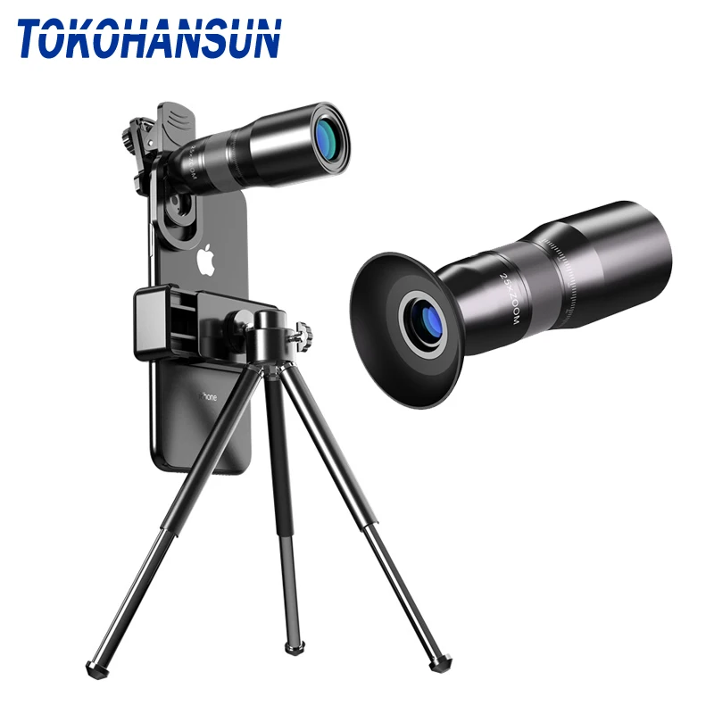 TOKOHANSUN оптический HD 25X металлический монокулярный телескоп объектив телефон