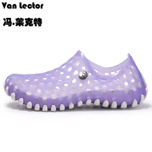 Мужская обувь мужская водонепроницаемая обувь светильник отверстия для дыхания Лоферы шлёпанцы для женщин для прогулок пляжные сандалии на нескользящей подошве; Вьетнамки; сандалии на полой подошве