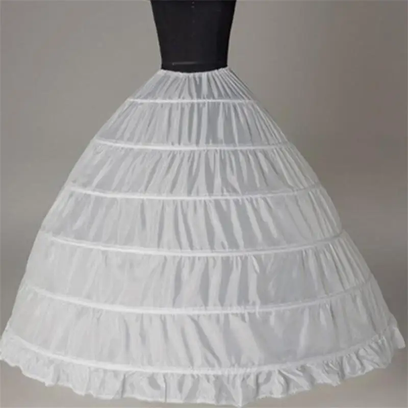 

White Wedding Accessories Petticoat Vestido Longo Ball Gown Crinoline Underskirt 6 Hoops Skirt Petticoats In Stock